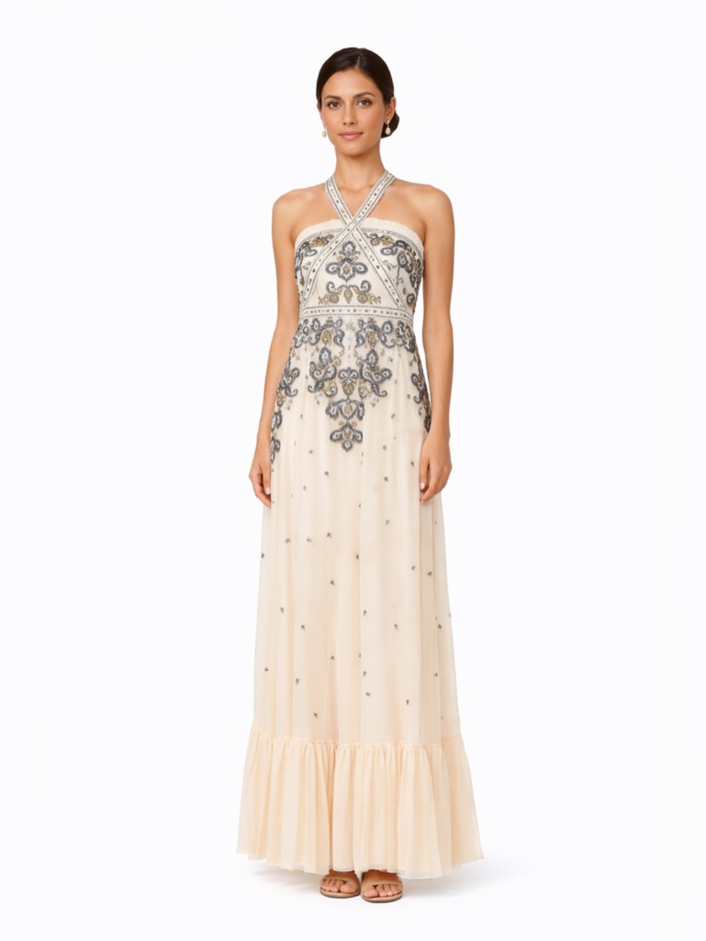 Altard State Corabeth Embroidered Chiffon Maxi Dress blush Medium romantic